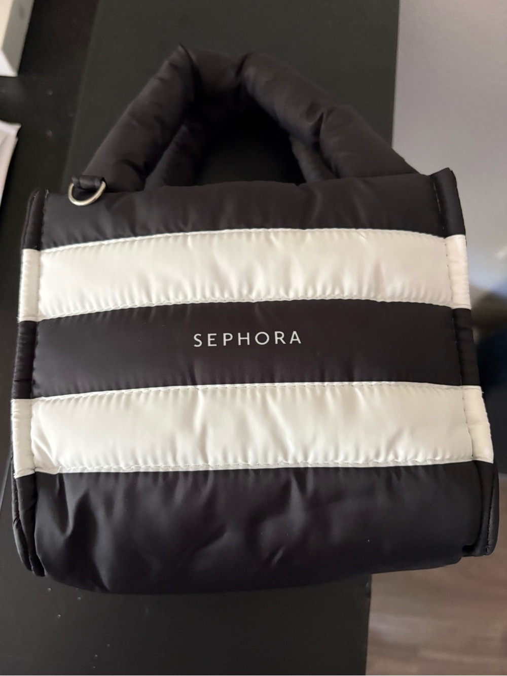 Sephora Black and White mini puffer bag